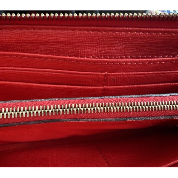 Dooney & Bourke Saffiano Leather Zip Clutch Red Wallet - Picture 8 of 16